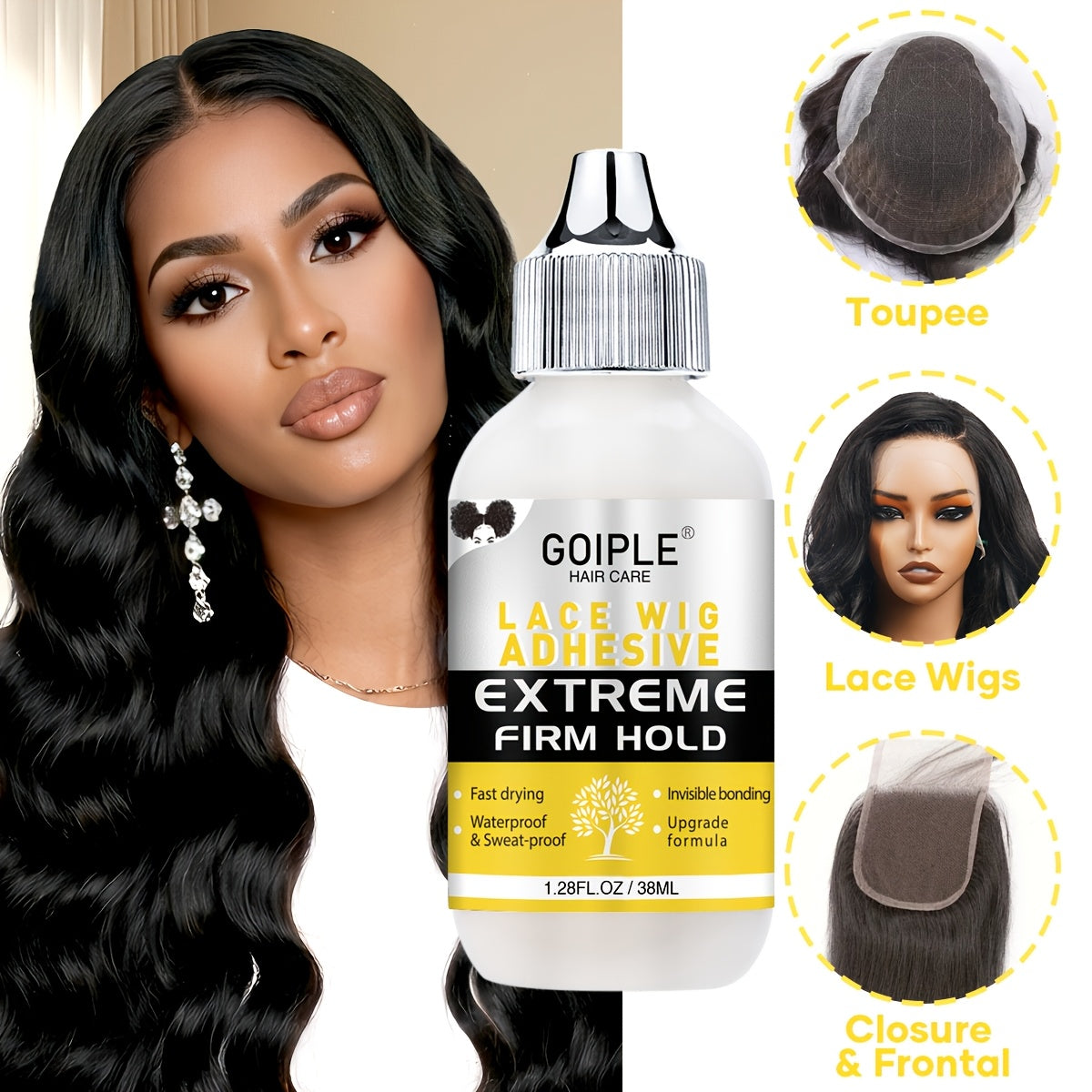 Wig Installation Kit in 9-Piece Glue or 14-Piece Styling Sets with Bands, Caps, Combs and Liquid Bottles — image 7