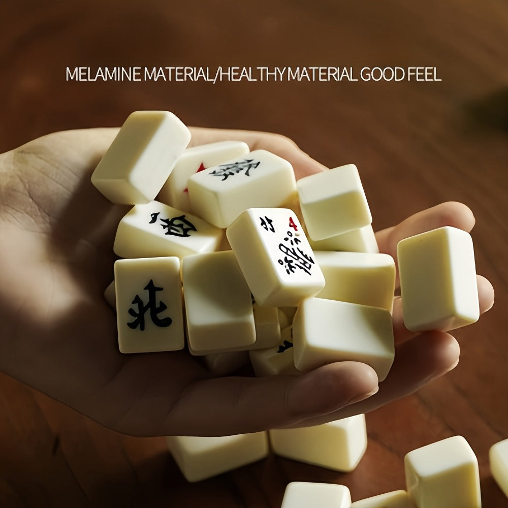 Mini Mahjong Set Portable Travel Size – Authentic Compact Mahjong Game for Family Fun, Logical Thinking & On-The-Go Entertain