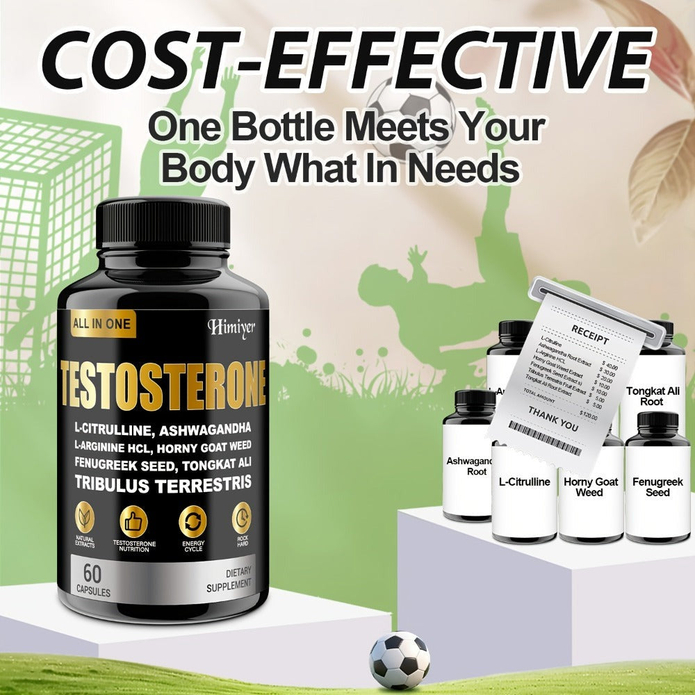 Male Testosterone Support Capsules with Maca Root, Epimedium, L-Citrulline & Ashwagandha, Men's Vitality — image 7