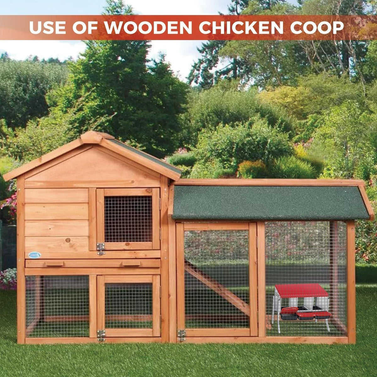 Chicken Nesting Box 3-Hole Metal Wall Mount, Auto Egg Collector Coop for Garden, Patio and Yard Use — image 2