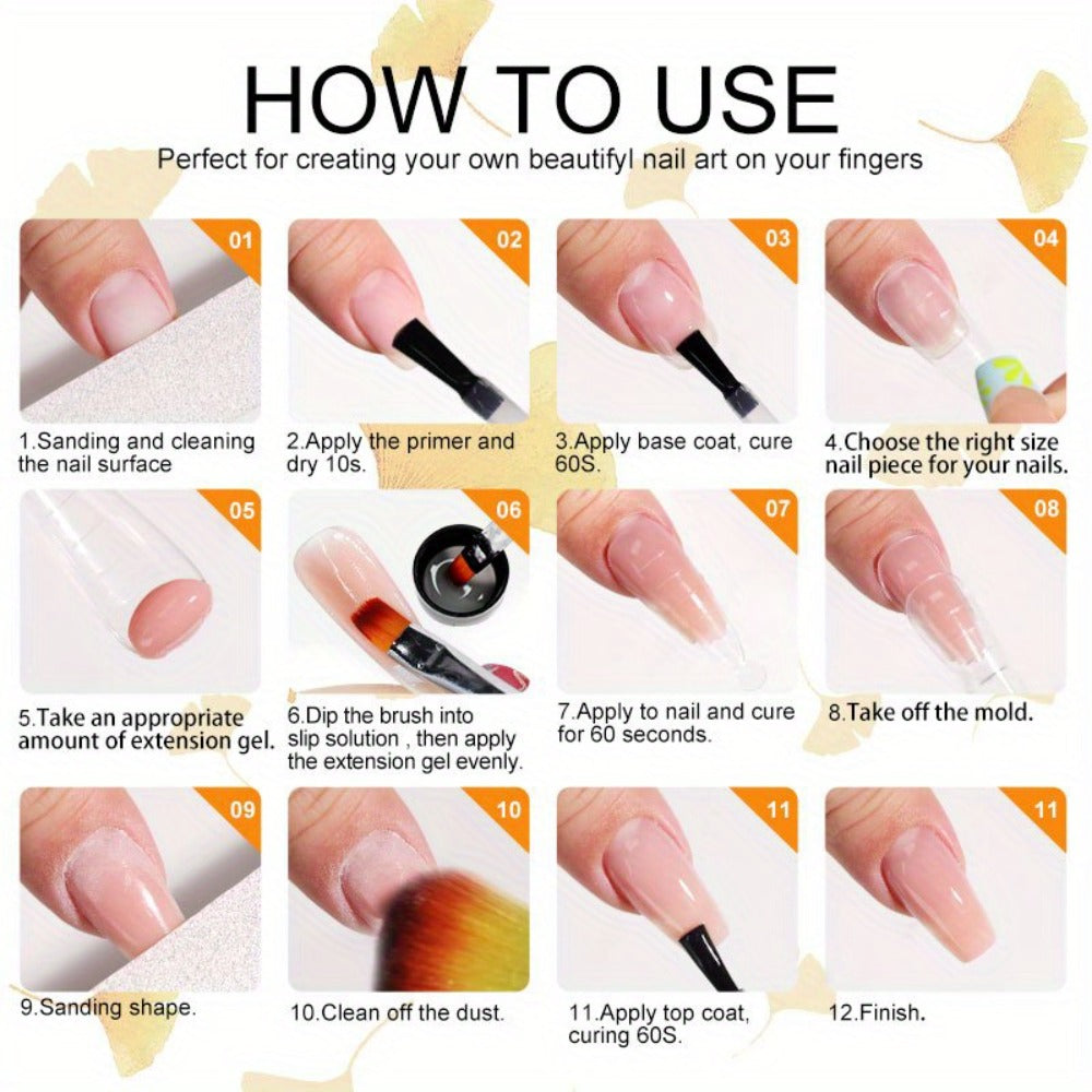 36-Color Polygel Nail Extension Kit with LED UV Lamp, Complete Poly Gel Starter Set with Dual Forms, Slip — image 22