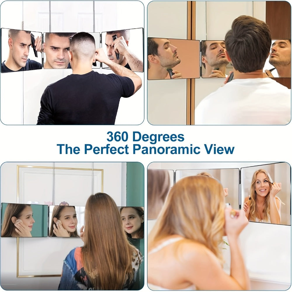 Multi-Panel Hair Cutting Mirror with Telescoping Door Hooks, 49.8-Inch Open Width and Two Fixed Nails — image 7