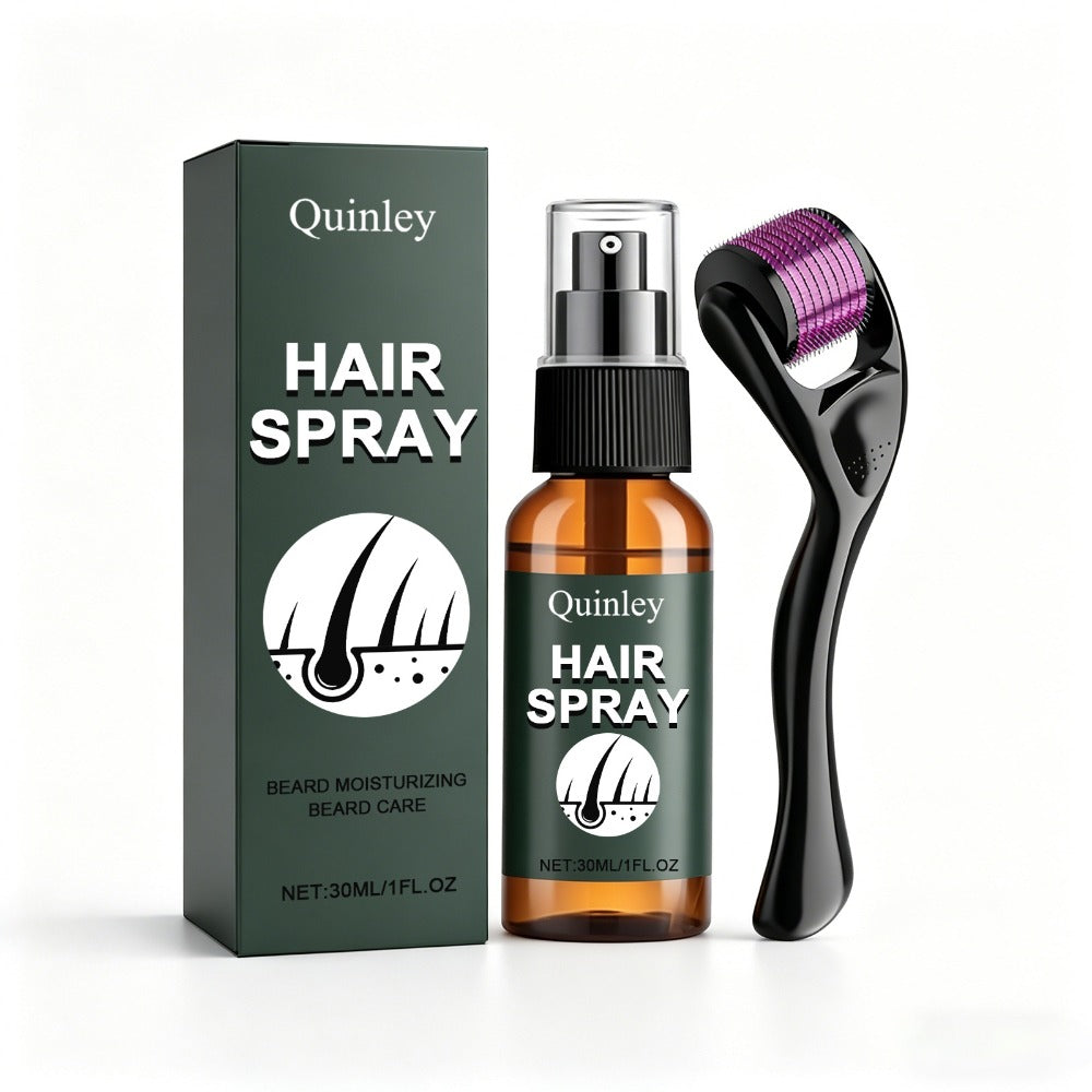 Beard Growth Spray Kit for Men 30ml Ginseng Ginger Extract Beard Moisturizer with 0.25mm Microneedle Derma Roller for Fuller 