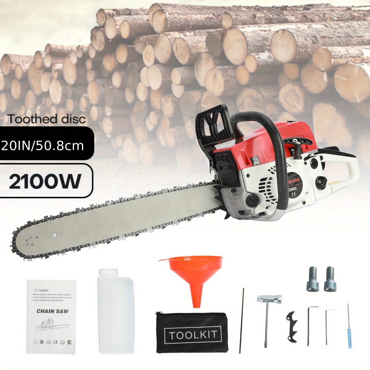 Gas Chainsaw, 2-Stroke Powerful Wood Cutting Logging Farm Ranch for Garden, Patio and Yard Use — image 2