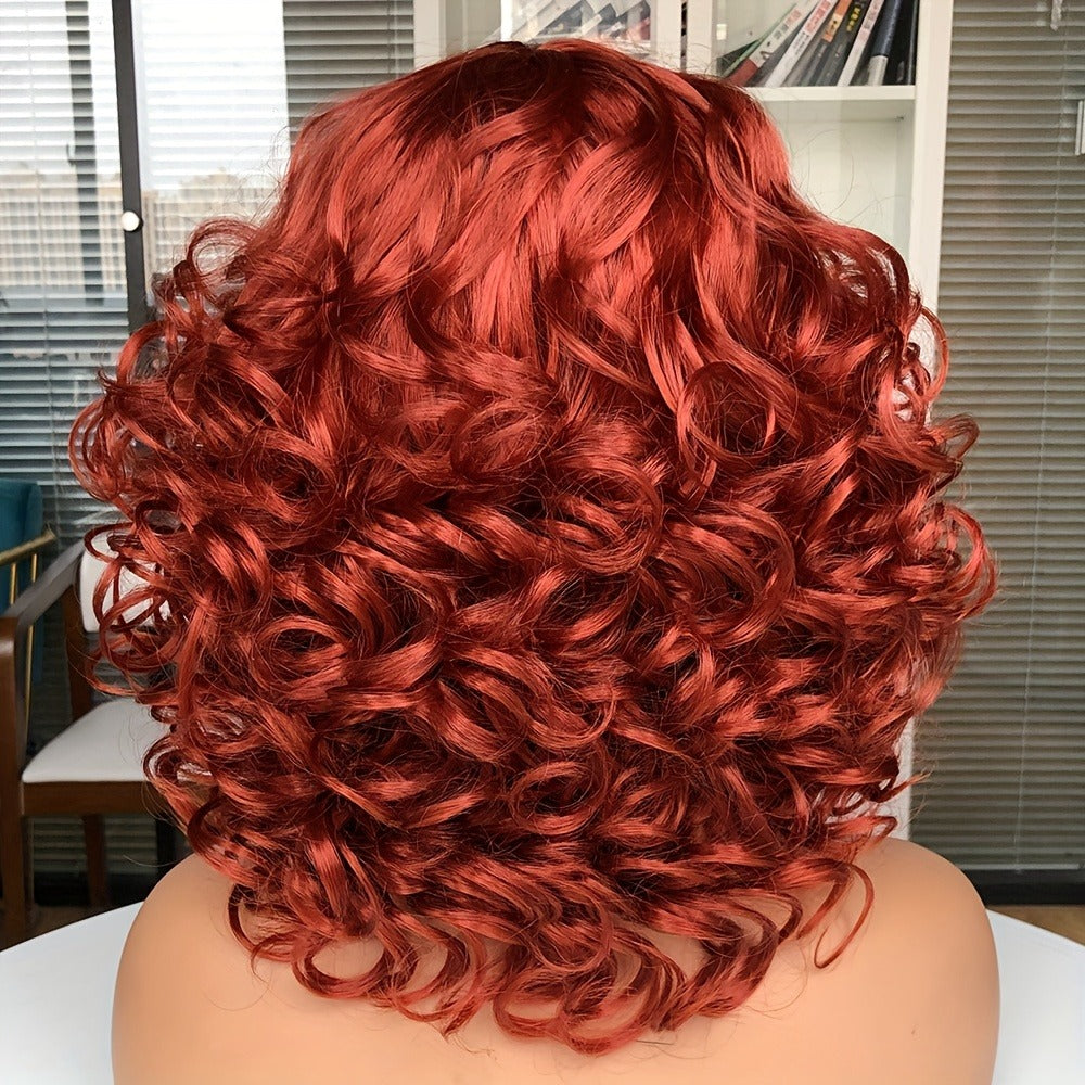 Synthetic Wig 14-Inch Jerry Curls with Wispy Bangs and 13x1 Lace Front in Three Colors for Daily Styling — image 8