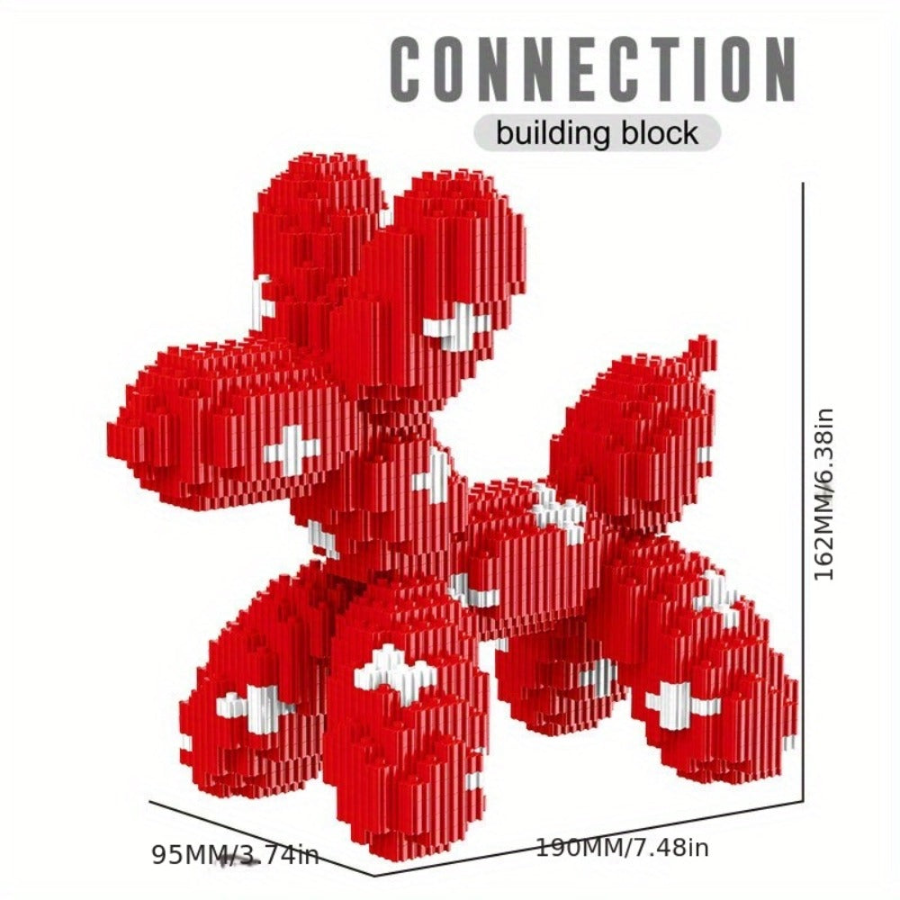 Balloon Dog Building Blocks Set – Colorful Interlocking Brick Sculpture Pop Art Home Decor Display Model for Adults Teens Art