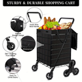 Stair Climbing Cart 8 Wheels 100 LBS Capacity Collapsible Utility Cart Foldable Grocery Dolly with Dual Basket Stainless Stee