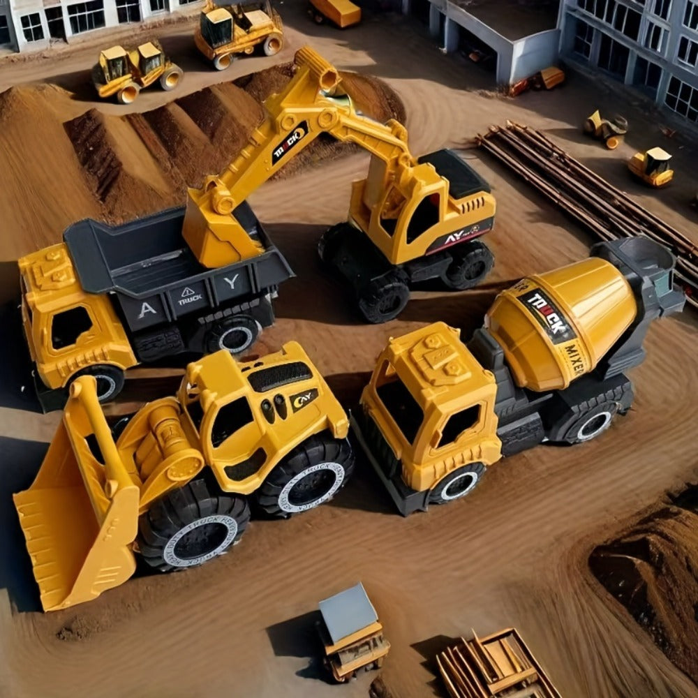 4-Piece STEM Construction Toy Vehicle Set for Toddlers, Shatterproof Excavator Mixer Dump Truck Bulldozer — image 2