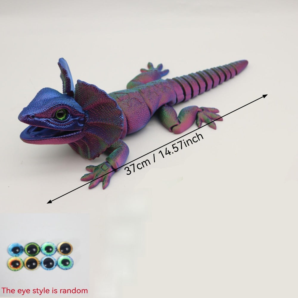 Frilled Neck Lizard Figurine 3D Printed, Large Umbrella Lizard Animal Sculpture 8 Color Styles — image 2
