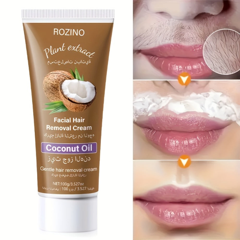 Hair Removal Cream ROZINO 100g Coconut Tube with Carton for Women’s External Body Grooming Routine — image 7