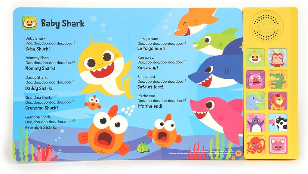 Baby Shark Sound Book for Toddlers, Pinkfong 10-Button Interactive Animal Songs Sing-Along Nursery Rhymes Learning Book Kids 