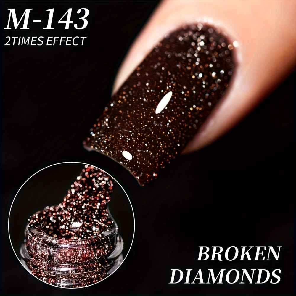 Gel Nail Polish 5-Color Pastel Diamond Glitter Set in Frame Bottles, Shades 140-144, with UV/LED Soak-Off Cure — image 9