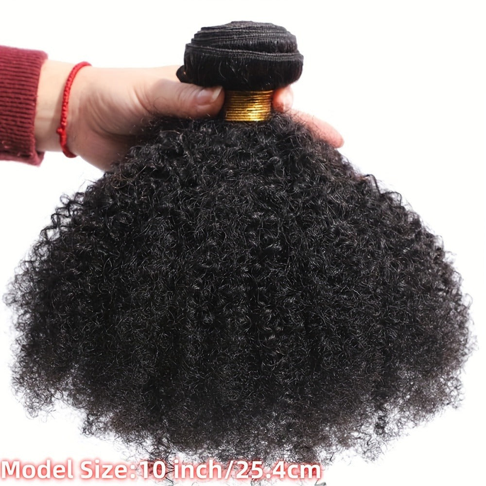 Hair Extensions Kinky-Curly Mongolian Human Hair Bundle in Natural Black with Six Length Options from 8 to 18 Inches — image 