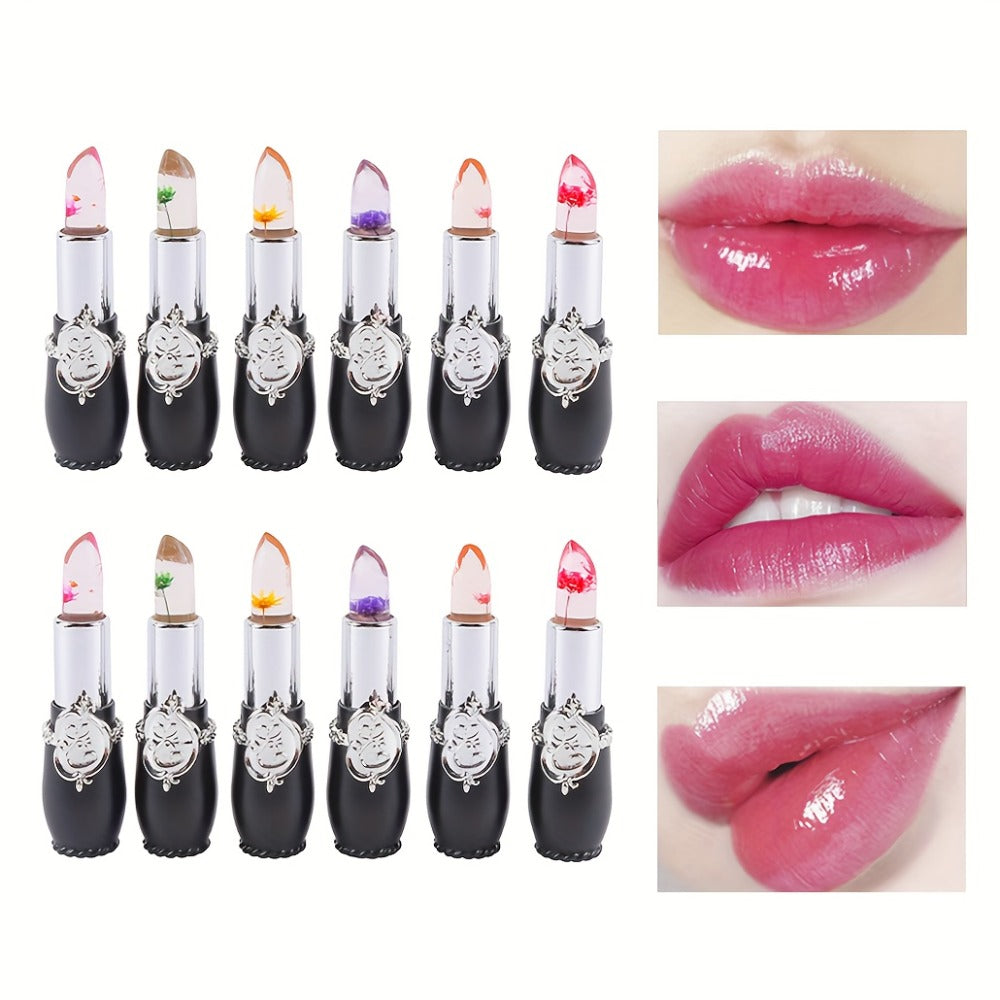 Lipstick Set, 12-Piece Flower-Core Jelly Collection with Pink-and-Black or Black-and-Black Case Options — image 3