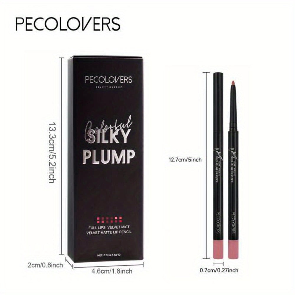 Waterproof Lip Liner Pencil Set 12 Pieces Multi-Functional Lip Eye & Brow Liner, for Makeup, Travel and Everyday Vanity Use —