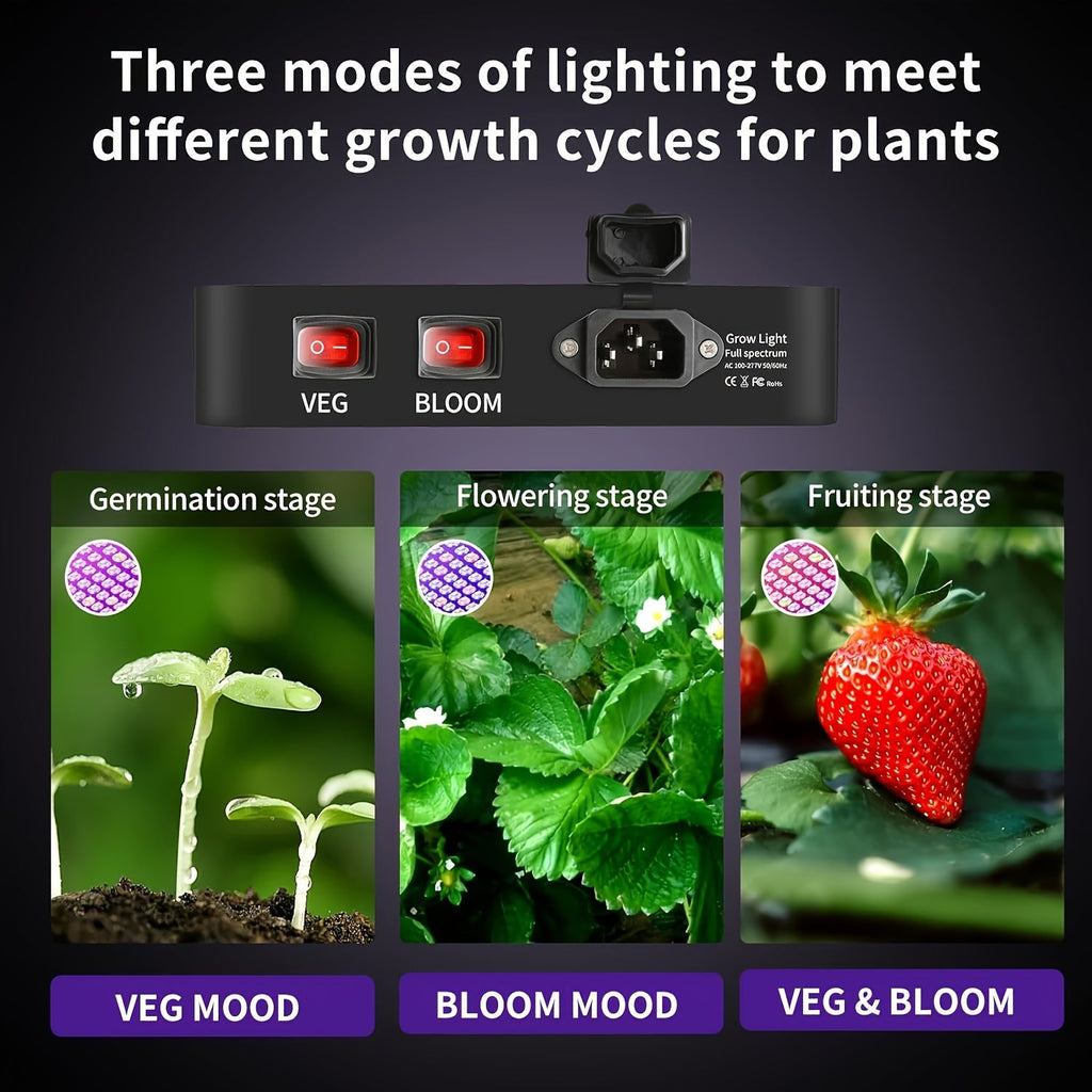 LED Grow Light 1000W Full Spectrum, Dual-Switch Plant Light for Veg & Bloom, Hydroponic Hanging Grow Lamp for Indoor Greenhou