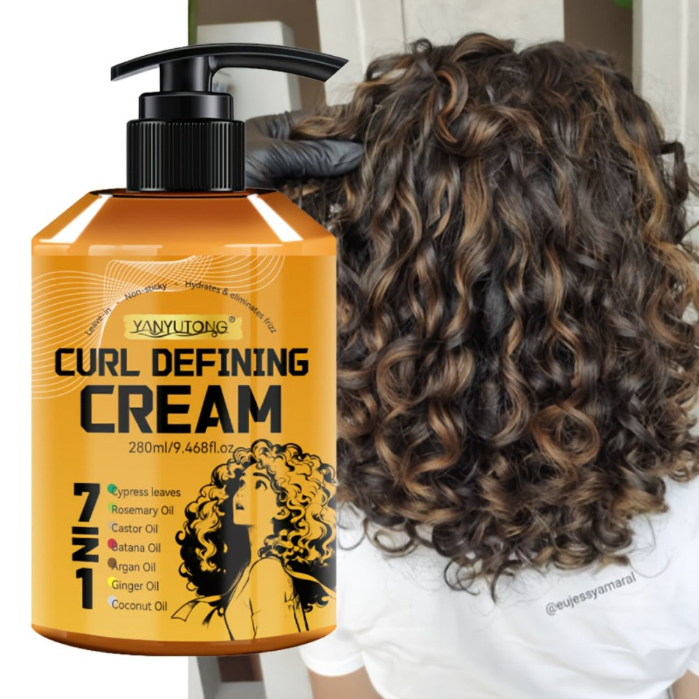Curl Defining Cream 7-in-1 with Argan Oil & Rosemary Oil 280ml – Frizz Control, Natural Fluffiness & Long-Lasting Hold for Wa