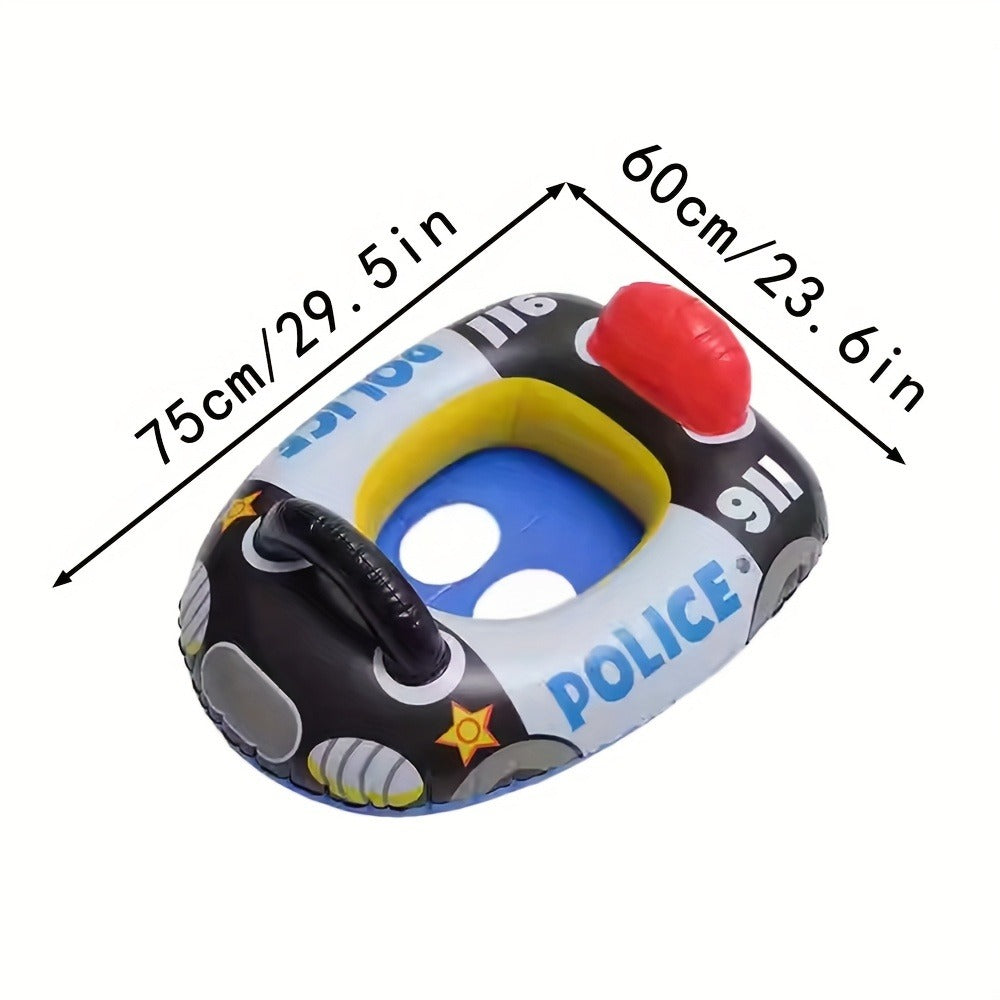 Car-Shaped Inflatable Pool Float with Black Printed Body, Center Opening and Steering-Wheel Detail — image 7