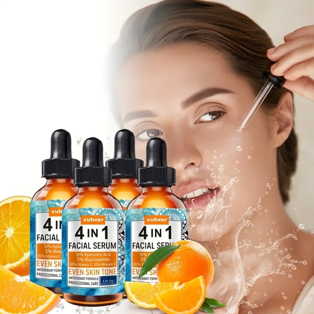 Face Serum 4-Piece Set with 30ml Hyaluronic Acid, Niacinamide, Vitamin C and Vitamin E Dropper Bottles — image 3