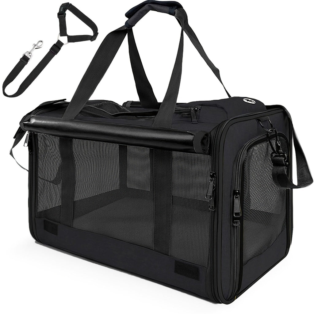 Foldable Pet Carrier Tote with Wide Mesh Panels, Zippered Access, Top Handles and Detachable Shoulder Strap — image 8