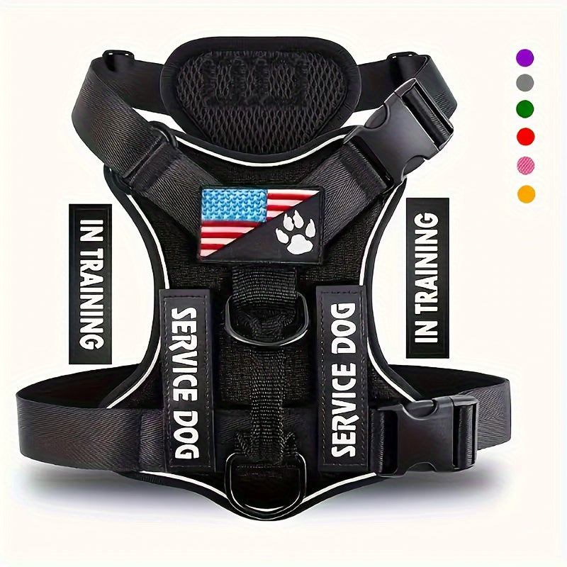 Five-Patch Dog Vest Harness in Black, Red, Rose Red, Grey or Green with XS-to-XL Sizes Pictured — image 1