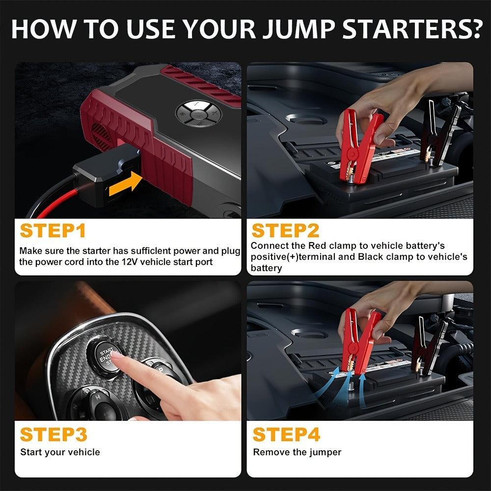 160PSI Air Pump Jump Starter 12V – Portable Car Emergency Starter, LED Light & Battery Charger, Winter Essential, 2 Styles — 