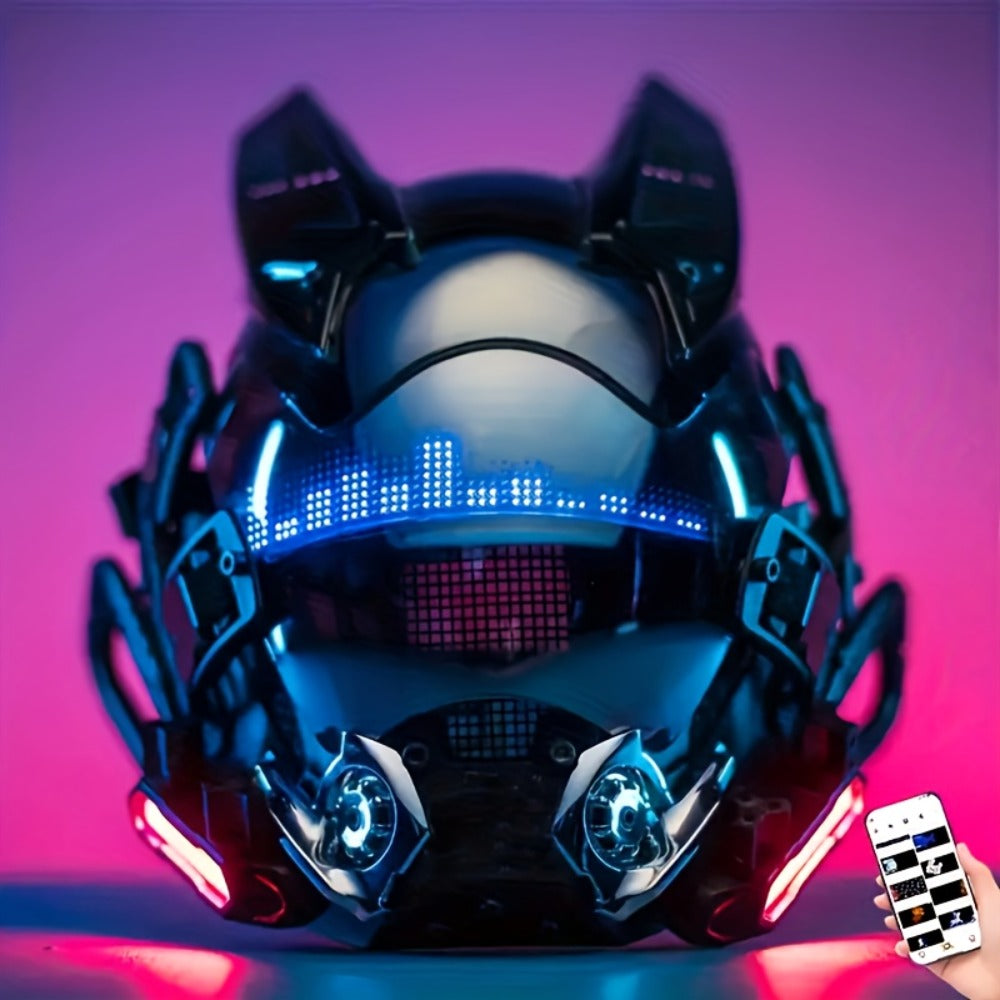 LED Wireless Cyberpunk Mask Light Up, Remote Control Sci-Fi Face Mask for Halloween, Bar Club Rave Party — image 3