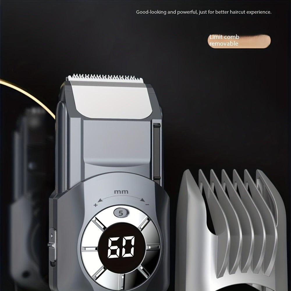 Professional Electric Hair Clipper Set for Men – 5-Speed LED Display Rechargeable Beard Trimmer & Hair Carving Kit — image 13