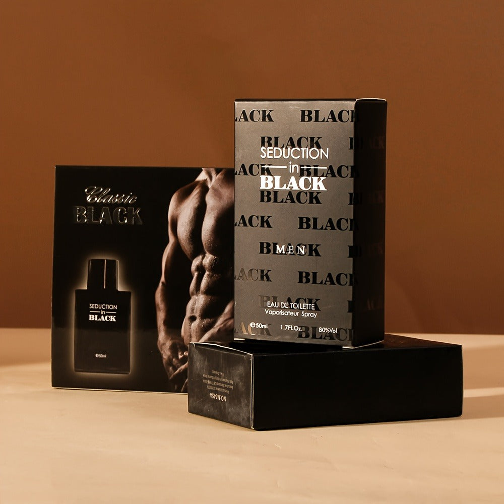 Cologne Eau de Toilette for Men SEDUCTION in BLACK 50ml Spray with Black Bottle and Boxed Presentation — image 2