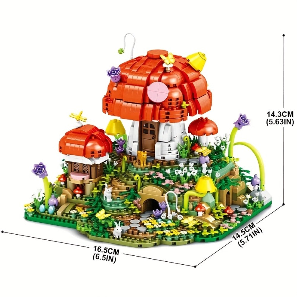 Fairy Mushroom House Building Blocks Set 2000+ Pcs – Mythical Fantasy Miniature Architecture Model 663 Desktop Decoration Dis