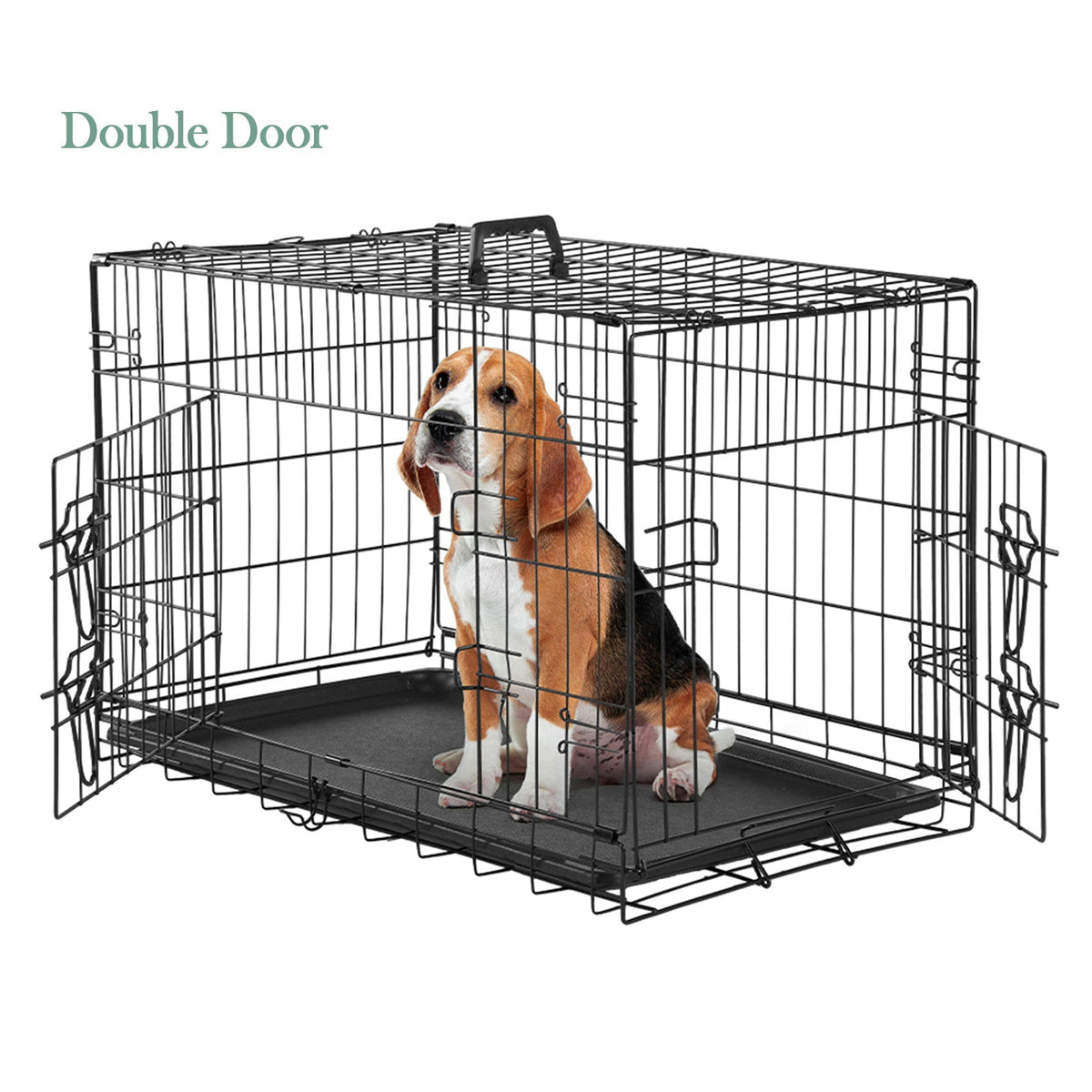 Folding Wire Dog Crate in 24, 30 or 36 Inches with Divider, Removable Tray and Door Options — image 15