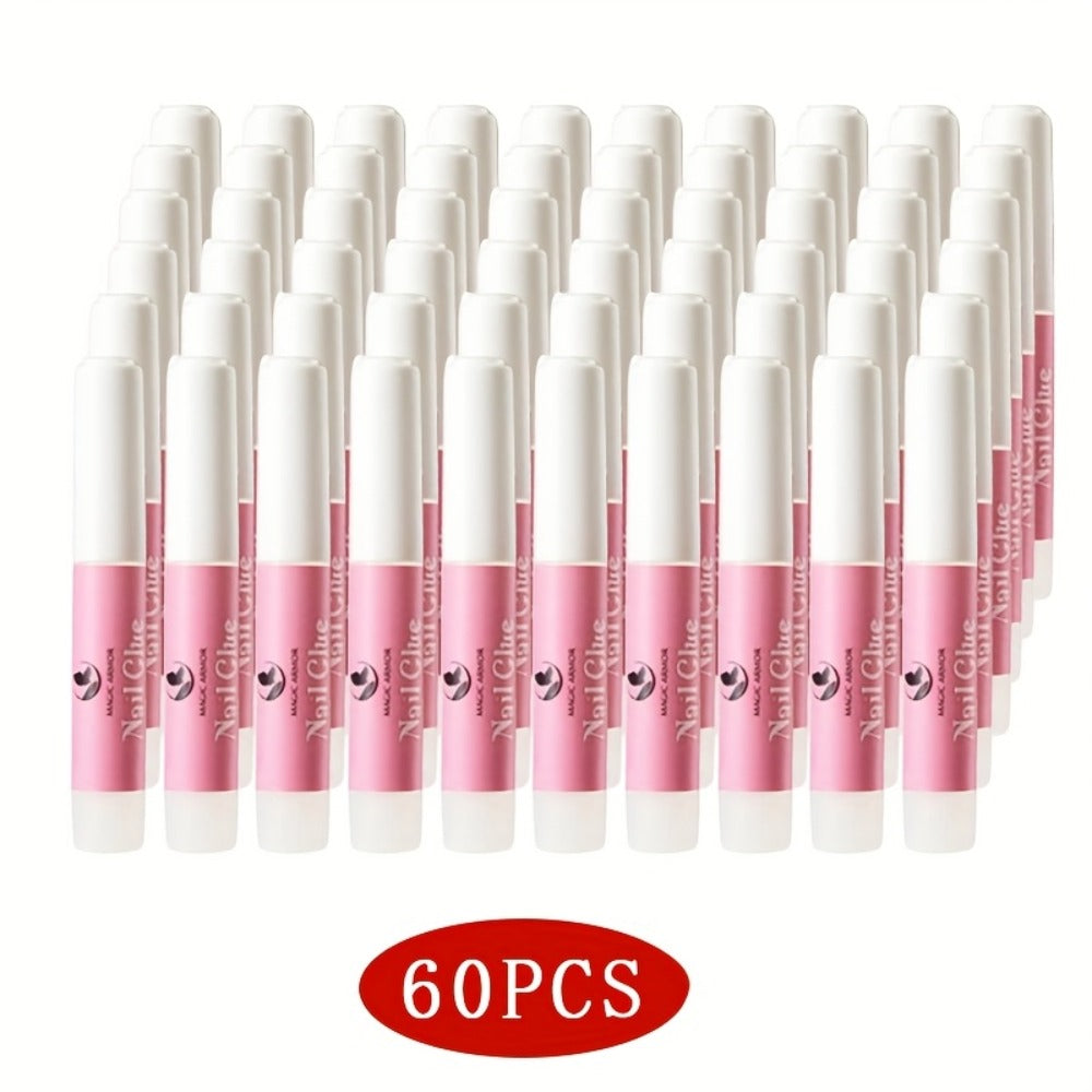 Press On Nail Glue 60pcs Professional Acrylic Nail Tip Adhesive – Super Strong Gel Formula for False Nails — image 1