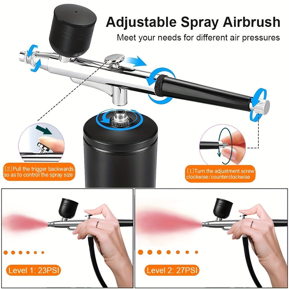 Rechargeable Airbrush and Compressor Kit with Black or Pink Two-Speed Pump, Two Paint Pots and Cleaning Brushes — image 7