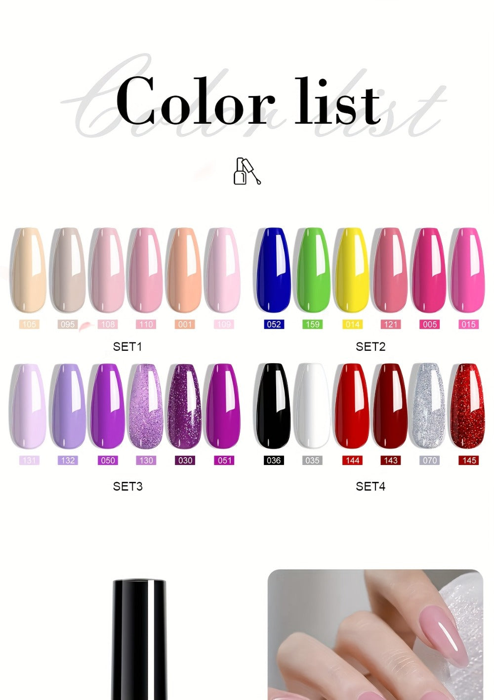 Gel Nail Polish Set with LIMEGIRL Label, 6 Fall Winter Glitter and Solid Colors, Two Palettes — image 12