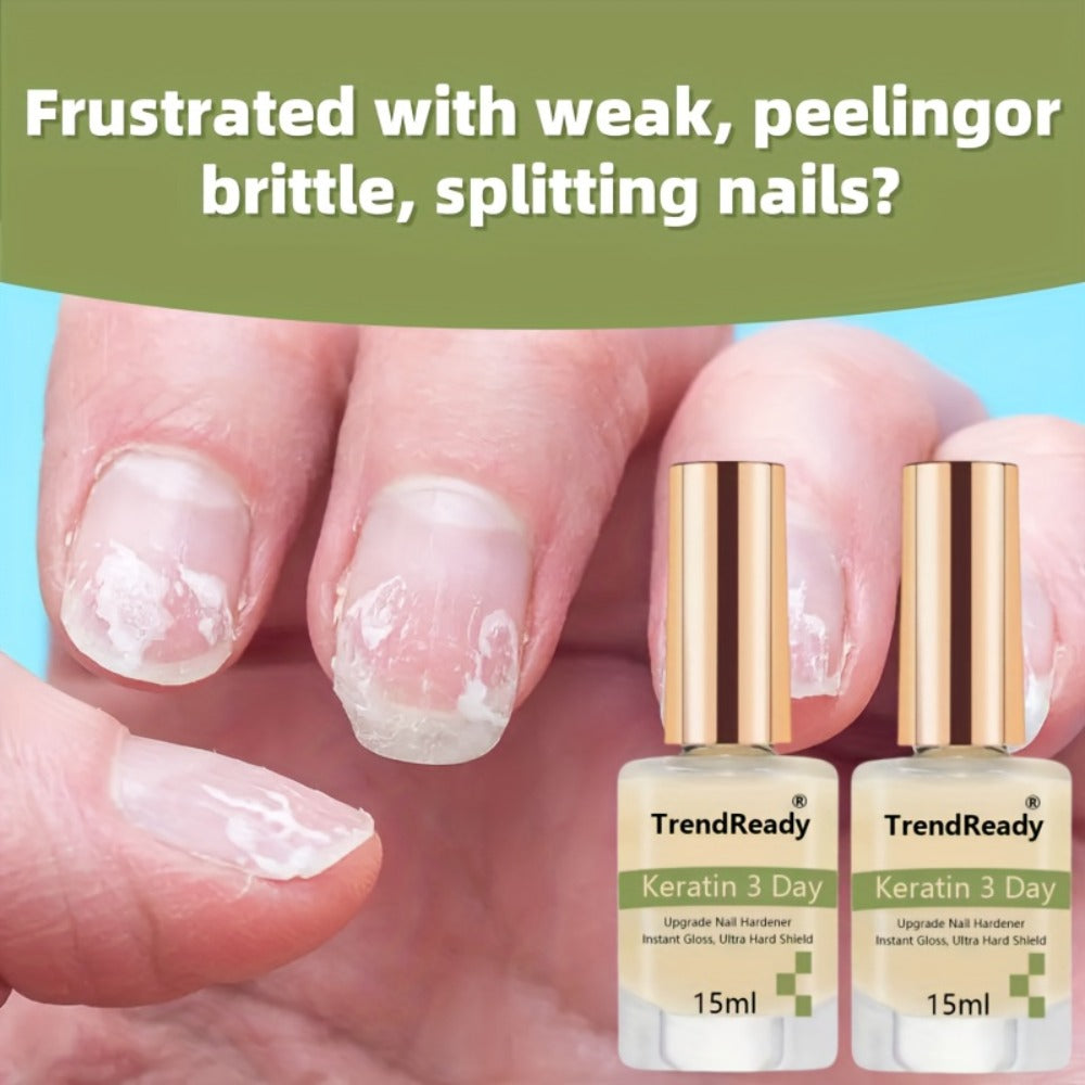 Nail Hardener 2 Bottles Extra Strong & Jelly Nude – Keratin Ridge Filler Base Coat for Weak Damaged Brittle Nails — image 3