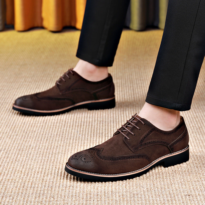 Premium Brock Men's Leather Shoes - Pointed Toe Business Casual