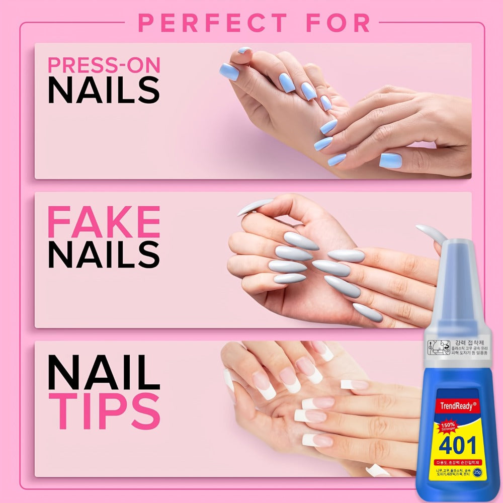Nail Glue Set, TrendReady 401 25g Bottles in 1+1, 3+1, 5+1 or 7+1 Pack Options with Pointed Nozzles — image 13