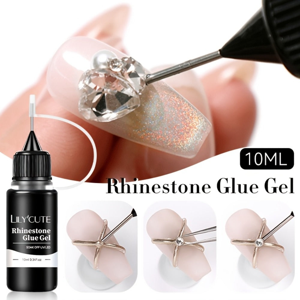 Nail Rhinestone Adhesive Gel 2pcs 0.34oz Clear Sticky Glue for 3D Nail Art Gems Charms Crystals Drill Jewelry — image 3