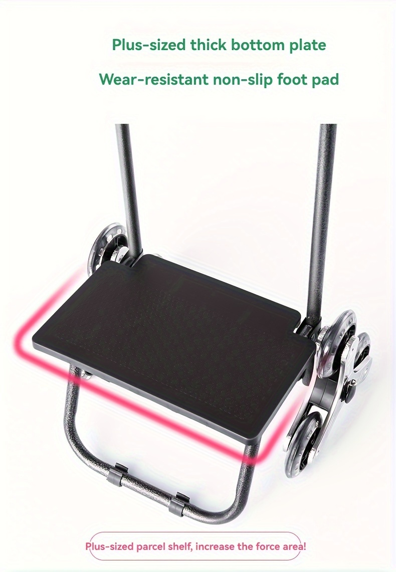 Stair Climbing Shopping Cart with Detachable Hand Truck, Foldable Grocery Trolley with Spacious Polyester Bag for Home Market