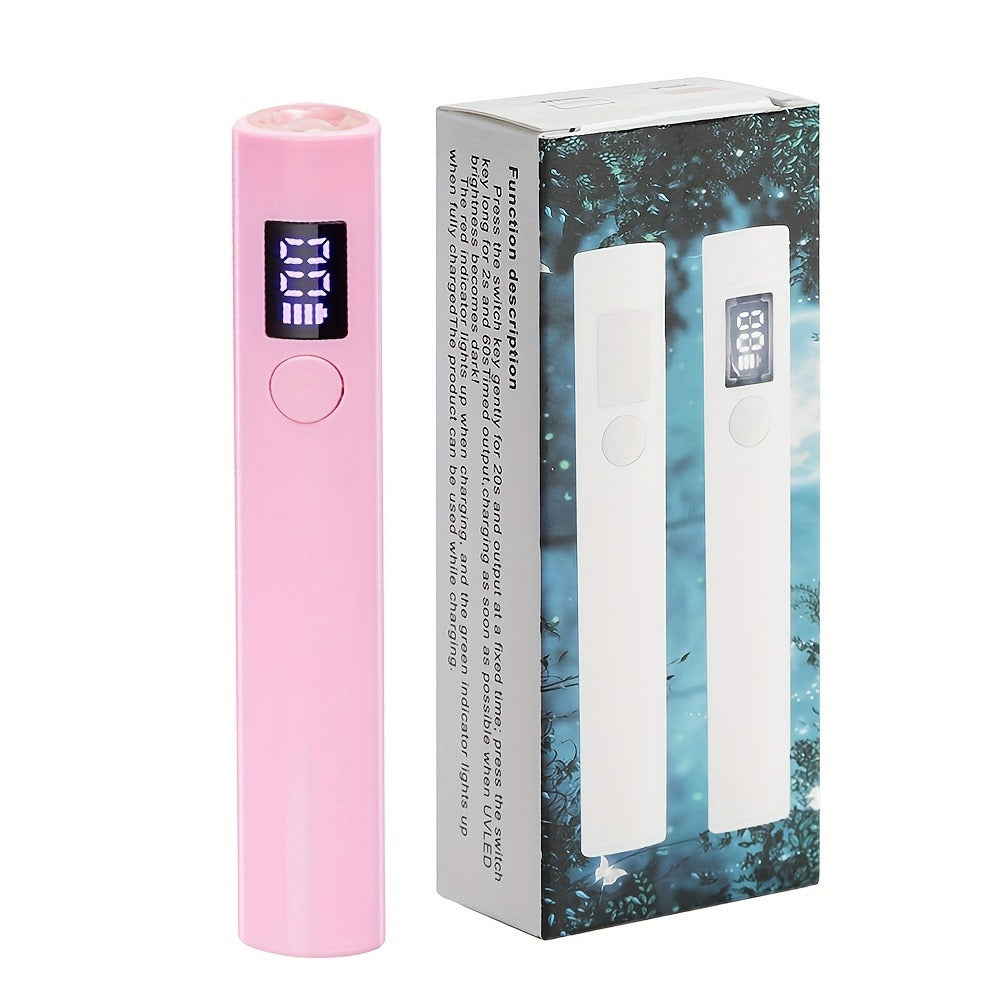 UV LED Nail Lamp Pen-Shape Cordless Rechargeable 365+405nm Gel Polish Curer – Portable Mini Nail Dryer with 2 Timer Modes 20s
