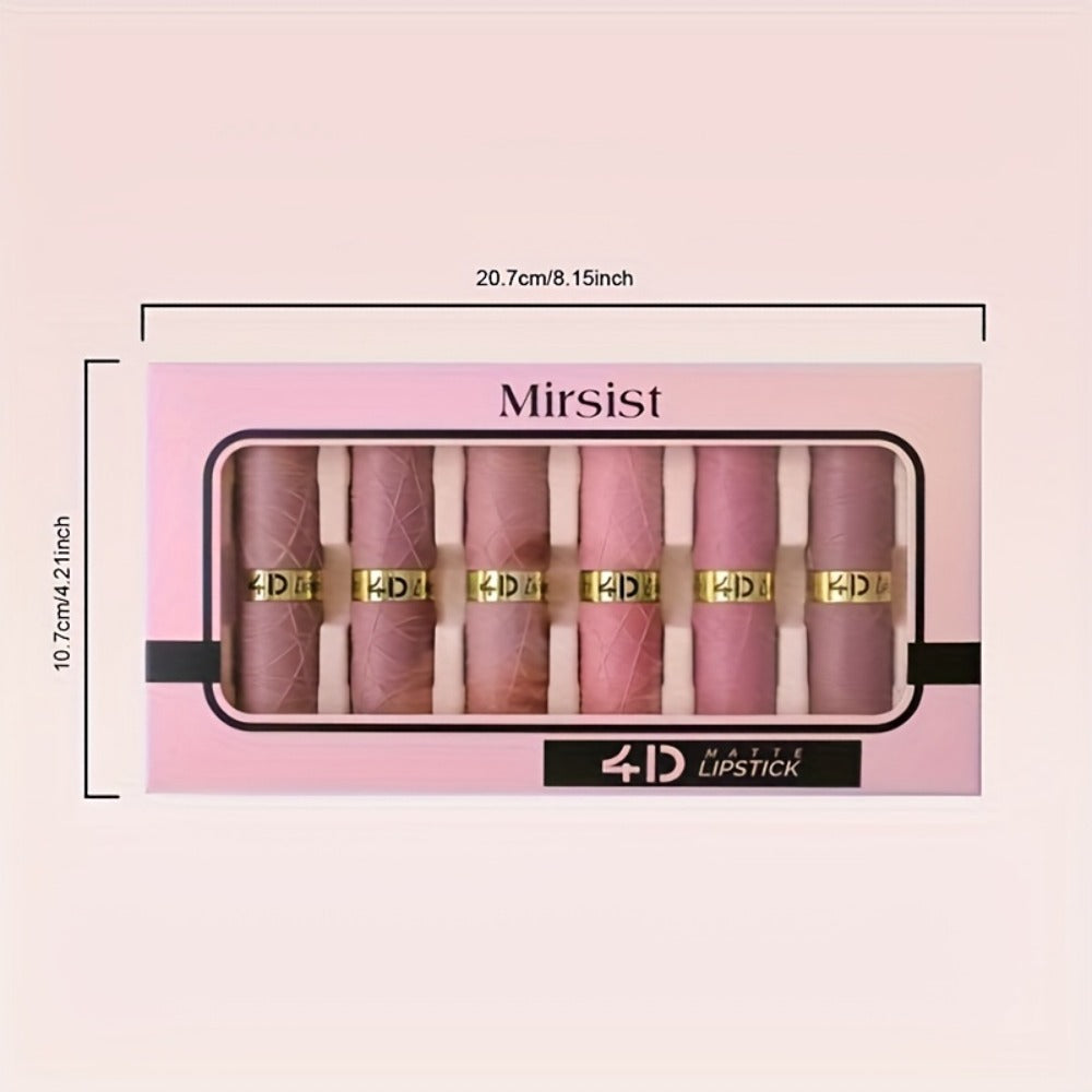 Lip Gloss Set by Mirsist with 6 Matte Lip Colors, Coordinated Nude and Red Tones and Display Case — image 4