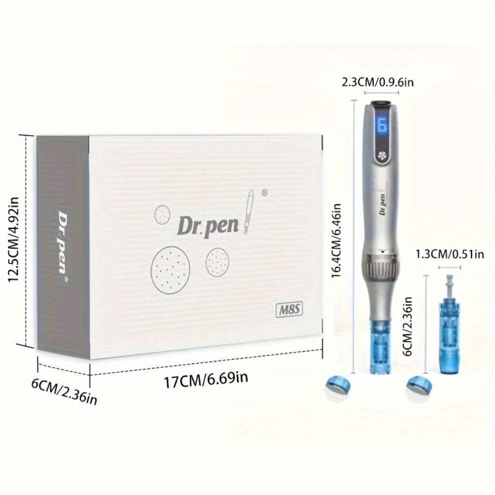 Dr Pen M8S Microneedling Pen Kit 10PCS 0.25mm Replacement Cartridges - USB Rechargeable for Bath Time, Home Spa and Personal 