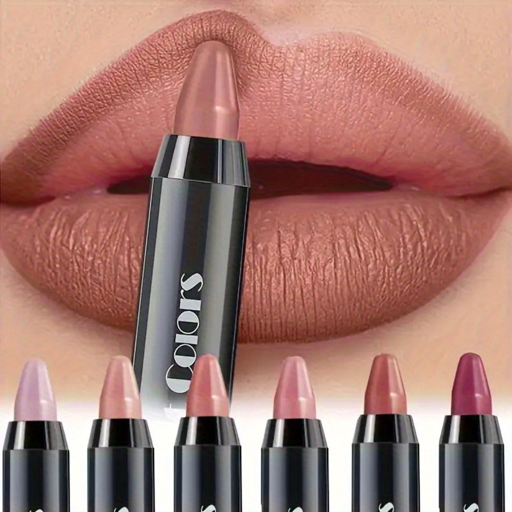 Lipstick Set, Fit Colors 6-Piece Velvet Matte Crayon Collection with Nude, Mauve and Berry Shades — image 1