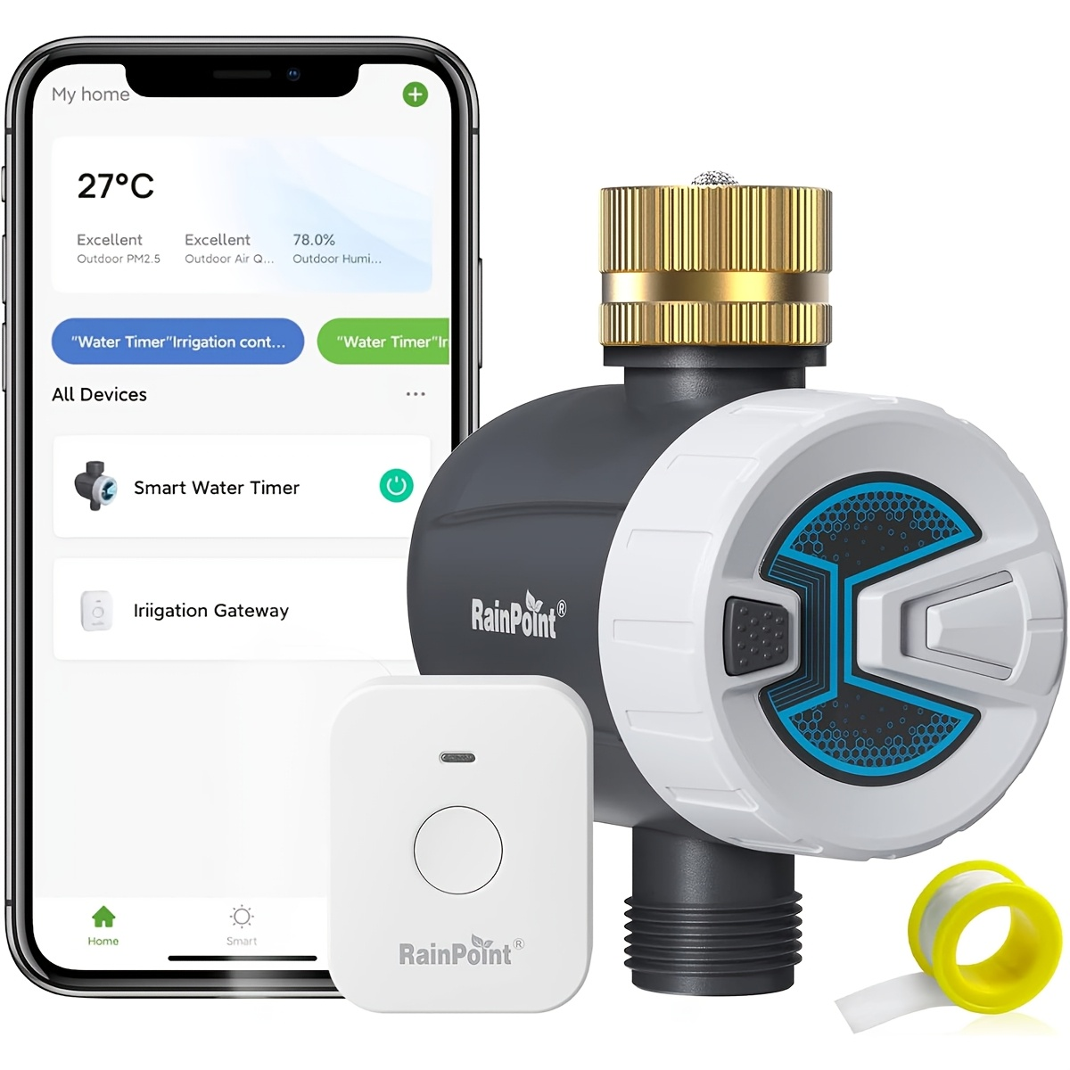 WiFi Garden Watering Timer with Brass Inlet, App & Voice Control, Automatic Irrigation System — image 10