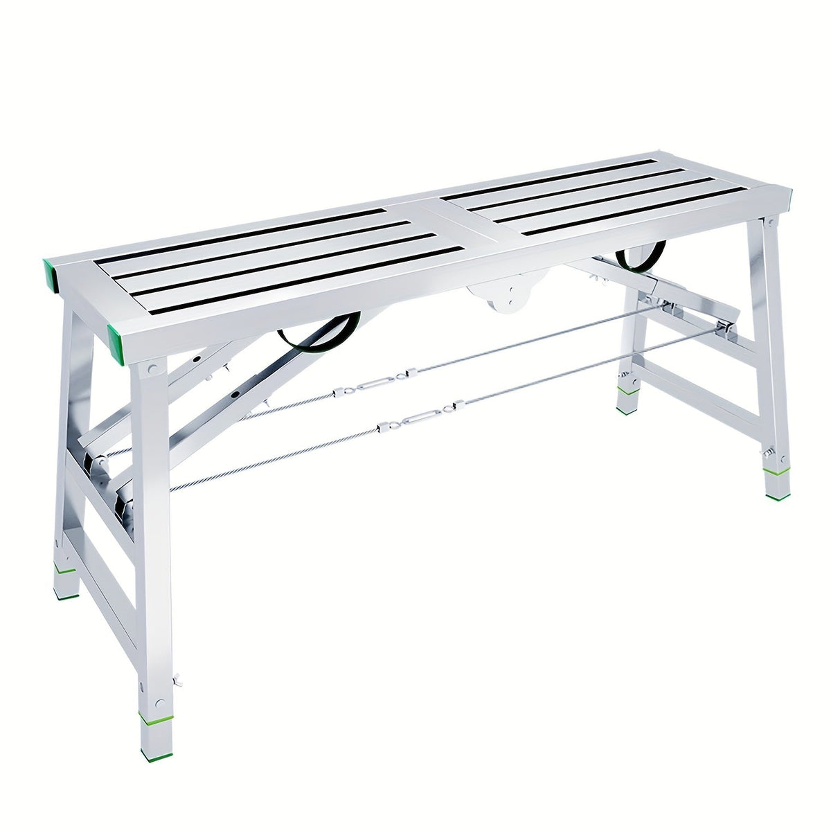 Scaffolding Work Platform Folding Steel Step Ladder Adjustable Height Portable Drywall Bench for Garden, Patio and Yard Use —