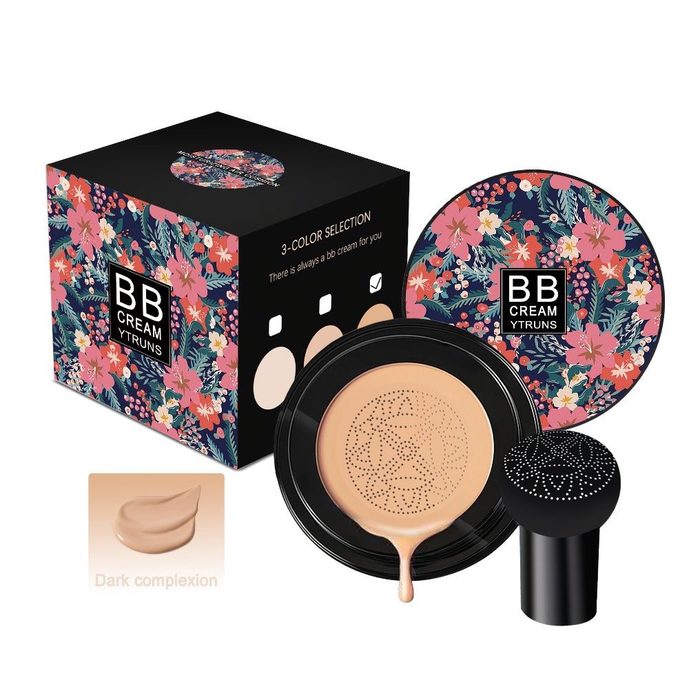 Floral Compact Air Cushion Foundation with Mushroom Puff Applicator and Ivory, Natural or Dark Shades — image 7