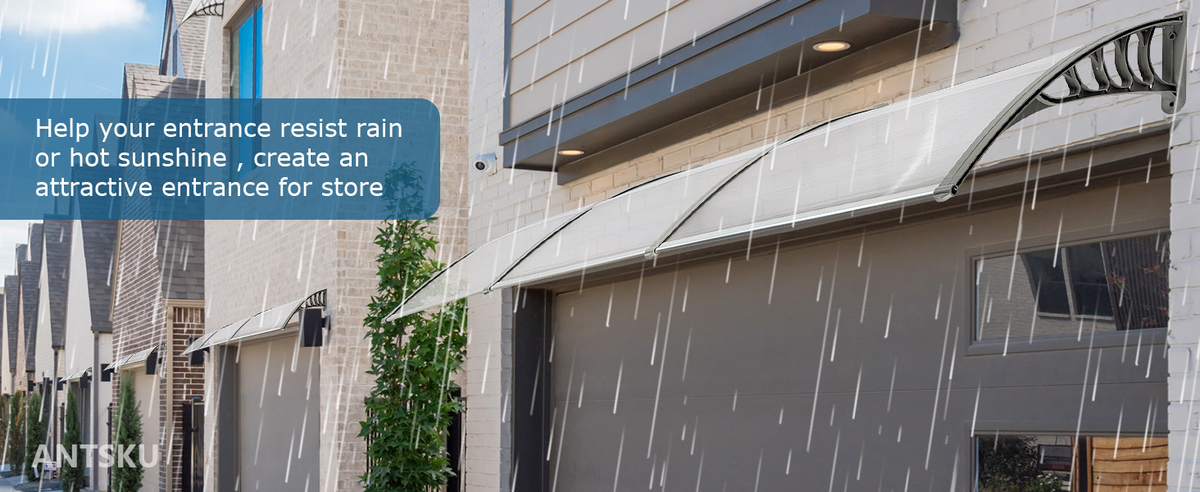 Door Awning 120"x40" Polycarbonate Canopy UPF50+ UV Rain Snow for Garden, Patio and Yard Use — image 13