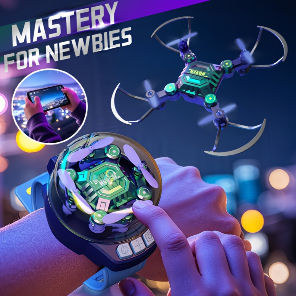 Watch-Controlled Mini RC Drone with Two Rechargeable Batteries in Blue, Green or Black for Indoor Flight — image 1