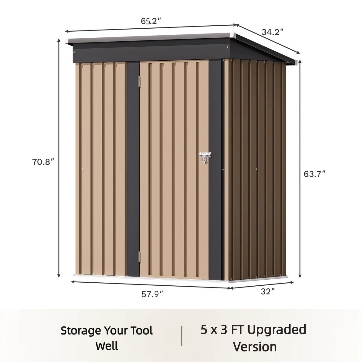 Garden Storage Shed, Metal Lockable Tool Backyard Compact for Garden, Patio and Yard Use, with the Listed Configuration — ima