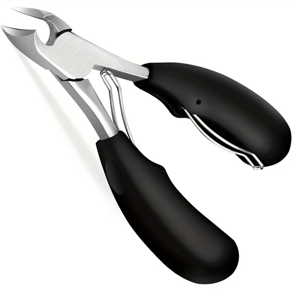 Angled Nail Clipper Set, Four Black-Handle Clipper Tools with Curved Jaws, File and Round Accessory — image 3
